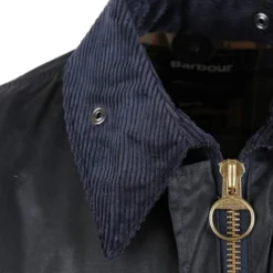 Waxjas Voor Heren Barbour Border Wax Jas Blauw -Sport Jas Verkoopwinkel 55937 4