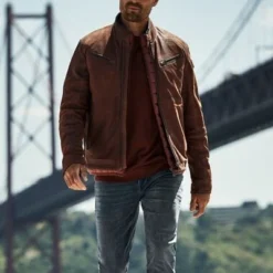 Winterjas Voor Heren Vanguard Leren Jack Bruin -Sport Jas Verkoopwinkel 75059 3 1